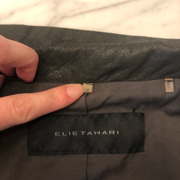 Elie Tahari Andreas Drape Gray Lamb Leather Jacket - Picture 9 of 16